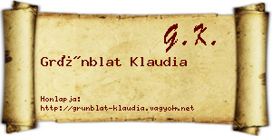 Grünblat Klaudia névjegykártya